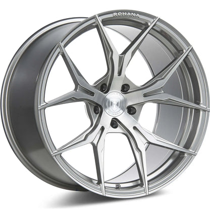 22" Rohana RFX5 Brushed Titanium 5x112 ( Staggered Setup ) ( Set of 4 )