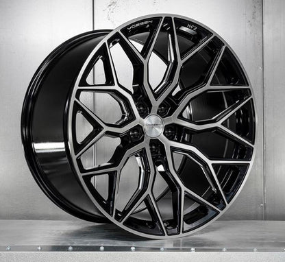 22" Vossen HF2 Brushed Gloss Black 5x112 ( Square Setup ) ( Set of 4 )