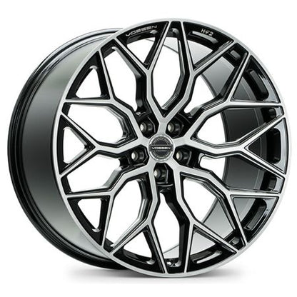 19" Vossen HF2 Brushed Gloss Black 5x114.3 ( Staggered Setup ) ( Set of 4 )